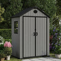 Pro Grade 6ft x 4ft Premium Plastic Garden Shed Double Door - Grey Wood Touch Texture
