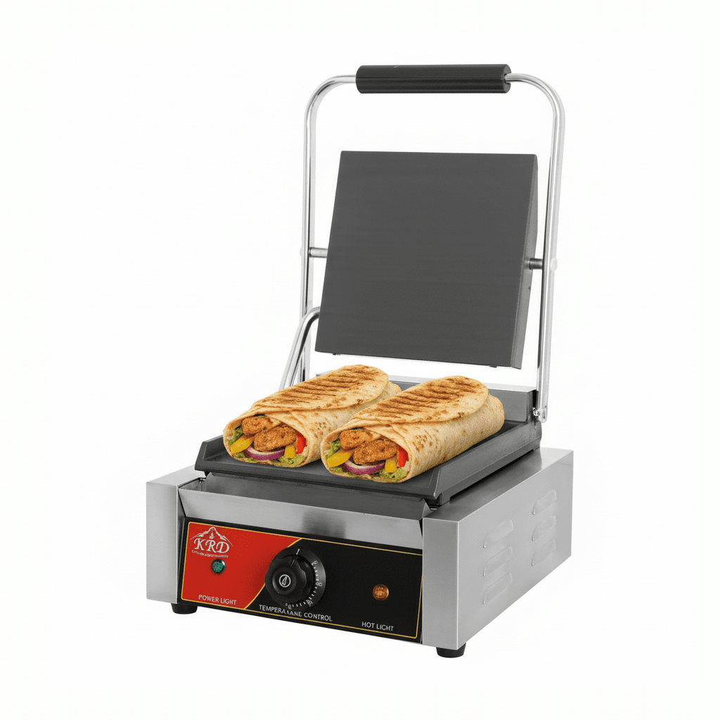 KRD Panini Grill Single Smooth Plates 1.8kW KEG-811B