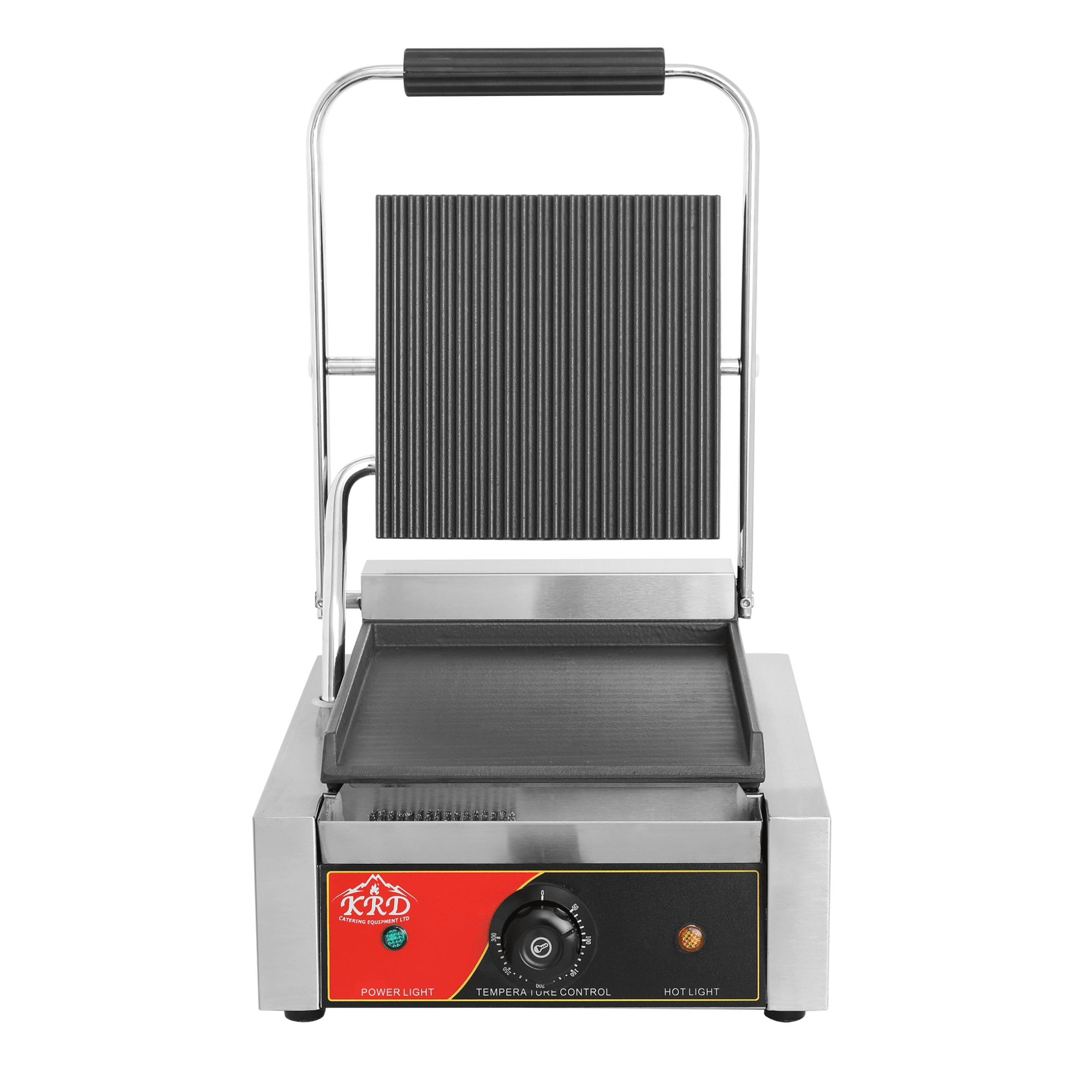 KRD Panini Grill Single Ribbed Top Flat Bottom 1.8kW KEG-811C