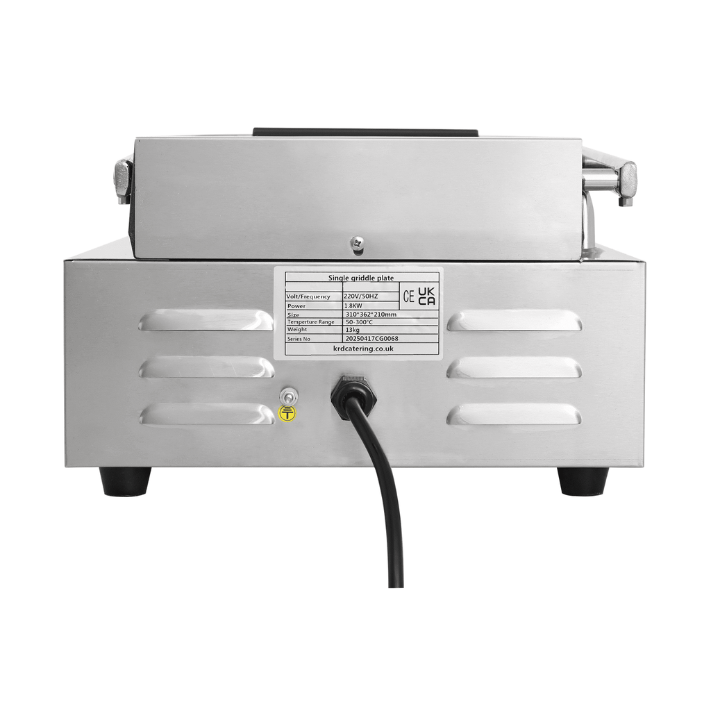 KRD Panini Grill Single Ribbed Top Flat Bottom 1.8kW KEG-811C