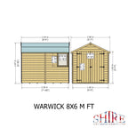 Shire Warwick Shiplap 8ft x 6ft Apex Shed (Double Doors)