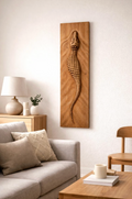 Hand-Carved Crocodile Wall Art – Solid Beech Wood Rustic Home Decor
