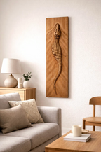 Hand-Carved Crocodile Wall Art – Solid Beech Wood Rustic Home Decor