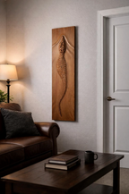 Hand-Carved Crocodile Wall Art – Solid Beech Wood Rustic Home Decor