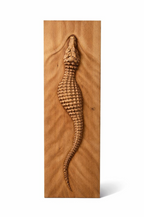 Hand-Carved Crocodile Wall Art – Solid Beech Wood Rustic Home Decor