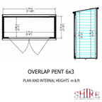 Shire Pent Overlap 3ft x 6ft Shed with Double Doors - Pressure Treated