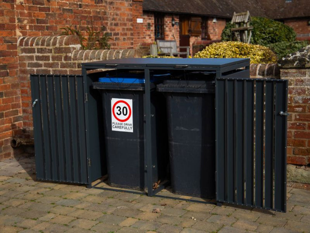 Anthracite Grey Wheelie Bin Storage - Double Bin Store