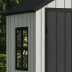 Pro Grade 4ft x 6ft Premium Plastic Garden Shed - Grey/Anthracite Wood Touch Texture