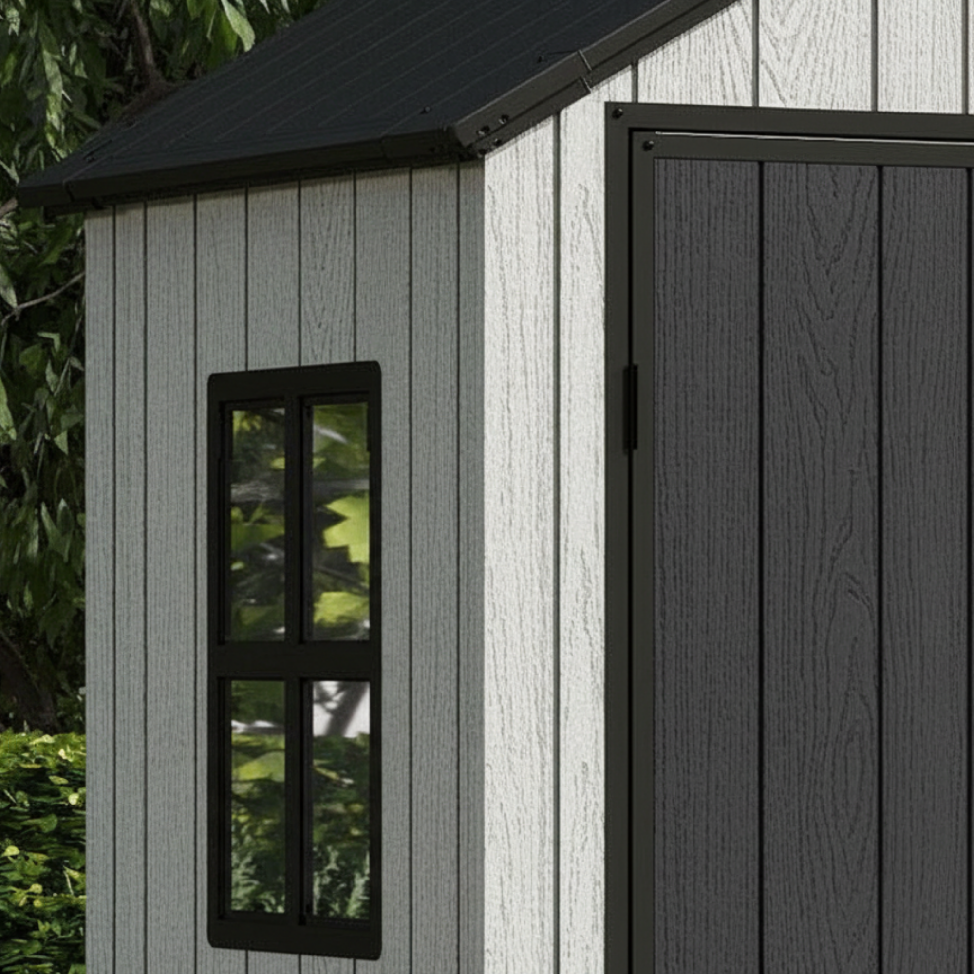 Pro Grade 4ft x 6ft Premium Plastic Garden Shed - Grey/Anthracite Wood Touch Texture