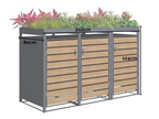 Wood Effect Wheelie Bin Storage With Planter - Triple Bin Store