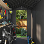 Pro Grade 8ft x 12ft Premium Plastic Double Door Garden Shed - Grey Wood Touch Texture