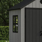 Pro Grade 6ft x 4ft Premium Plastic Garden Shed Double Door - Grey/Anthracite Wood Touch Texture