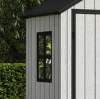 Pro Grade 6ft x 8ft Premium Plastic Double Door Garden Shed - Grey Wood Touch Texture
